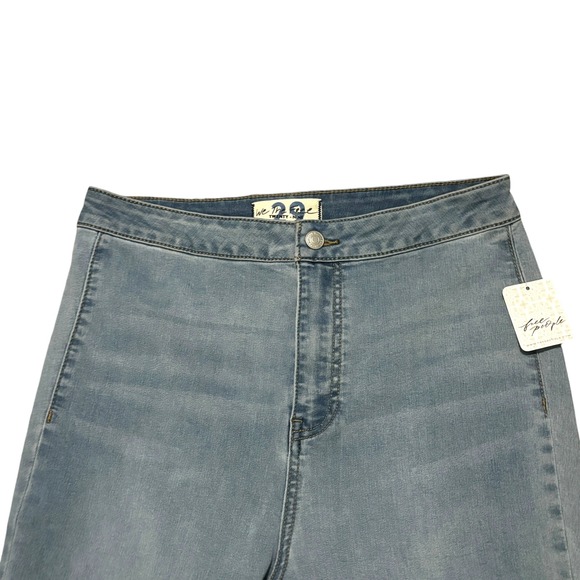 Free People Just Float On Flare Jeans 29 High Rise Bell Bottoms Light Blue NWT - Picture 2 of 11
